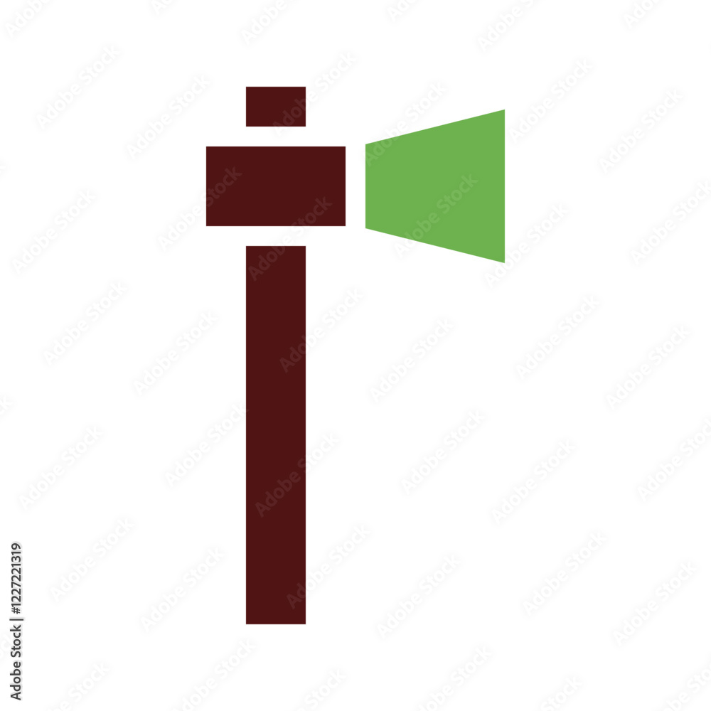 Minimalist Axe Tool Brown and Green Design Icon Minimalist Axe Tool Brown and Green Design Icon