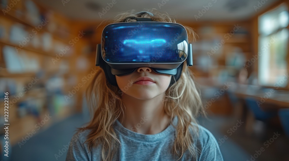 Young Girl Exploring Virtual Reality Worlds Young Girl Exploring Virtual Reality Worlds