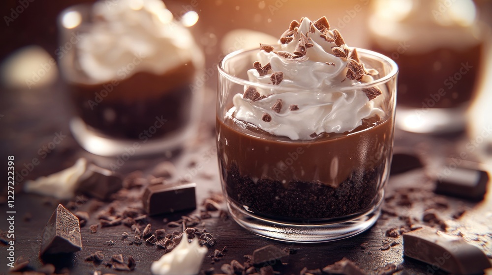 Chocolate and vanilla pudding with whipped cream Chocolate and vanilla pudding with whipped cream