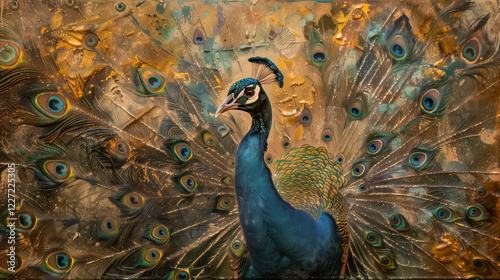 A peacock showing off it s colors .close up view