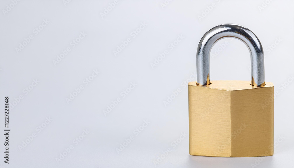 Golden padlock on light backdrop. Security, safety and protection concept. Golden padlock on light backdrop. Security, safety and protection concept.