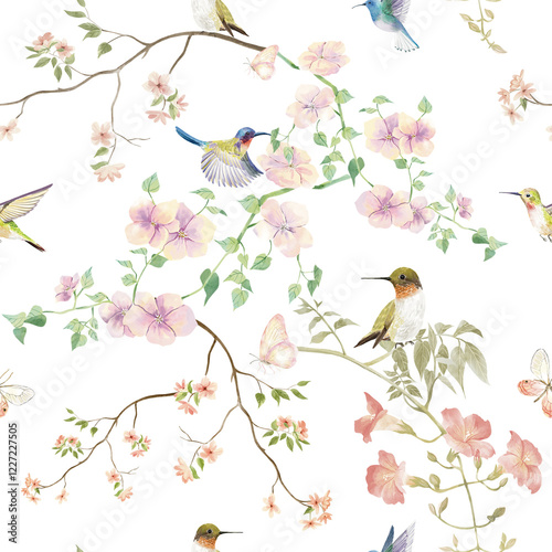 Watercolor floral seamless pattern. Hand drown wild flower. Perfect for digital designs, crafts, decorate and more.