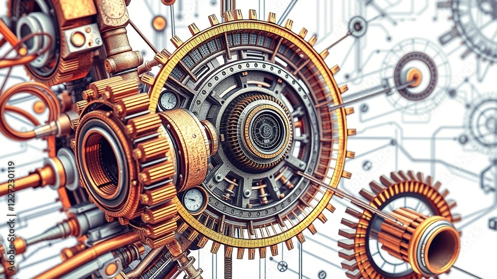Obraz premium Engineering Science Illustrations - Colorful Technical Diagrams