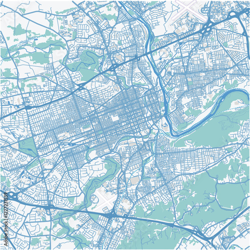 Map of Allentown in Pennsylvania in a professional blue style. Contains layered vector with roads water, parks, etc. photo