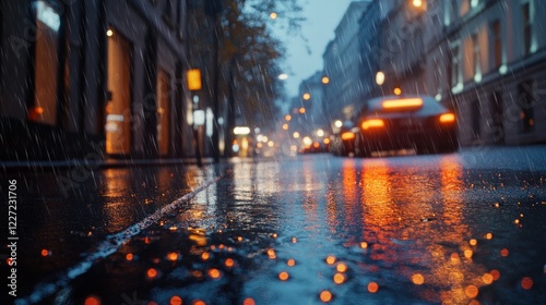 City street on rainy night