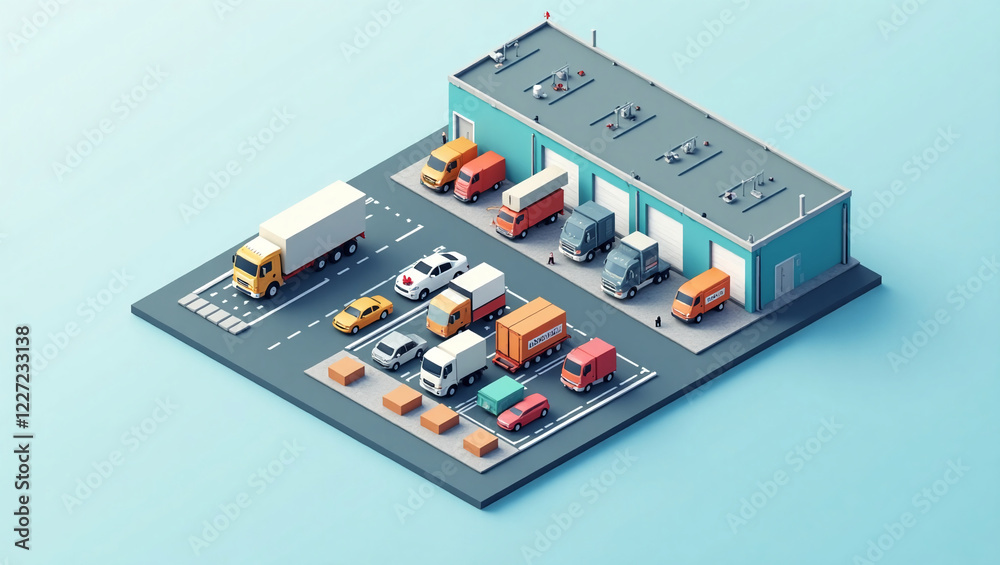 Obraz premium Logistics and Distribution Hub in Isometric Style