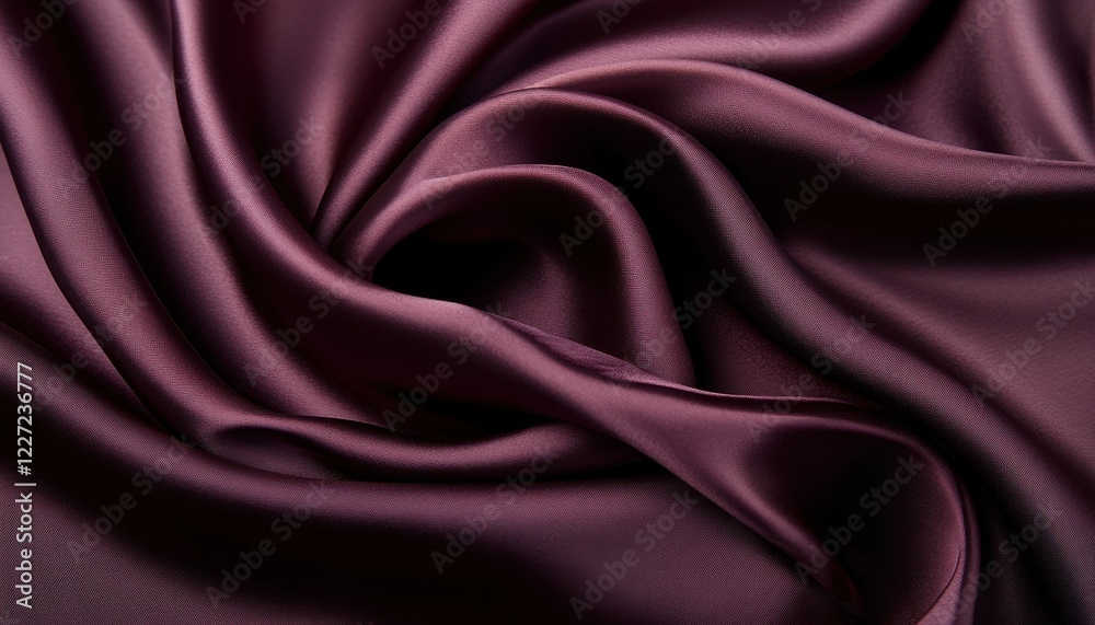 Obraz premium Luxurious Deep Purple Satin Fabric Draped in Elegant Swirls and Textures