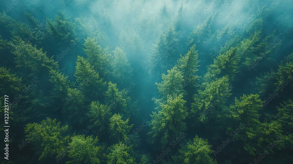 Misty Evergreen Forest Aerial View: A Breathtaking Panorama of Lush Coniferous Trees Misty Evergreen Forest Aerial View: A Breathtaking Panorama of Lush Coniferous Trees