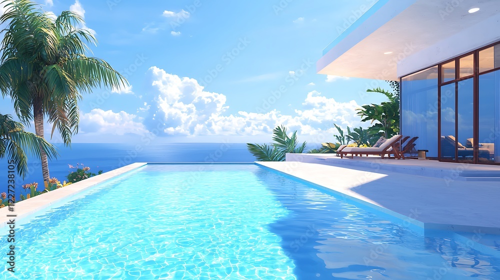 Fototapeta premium Luxurious Oceanfront Villa with Infinity Pool