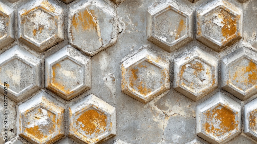 Fototapeta premium Metal surface with hexagons
