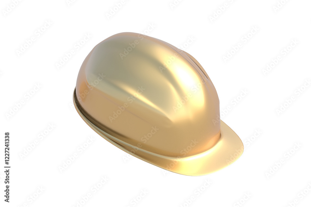 Fototapeta premium Golden safety helmet isolated on white background. 3d render