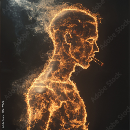 smoke body  on black background