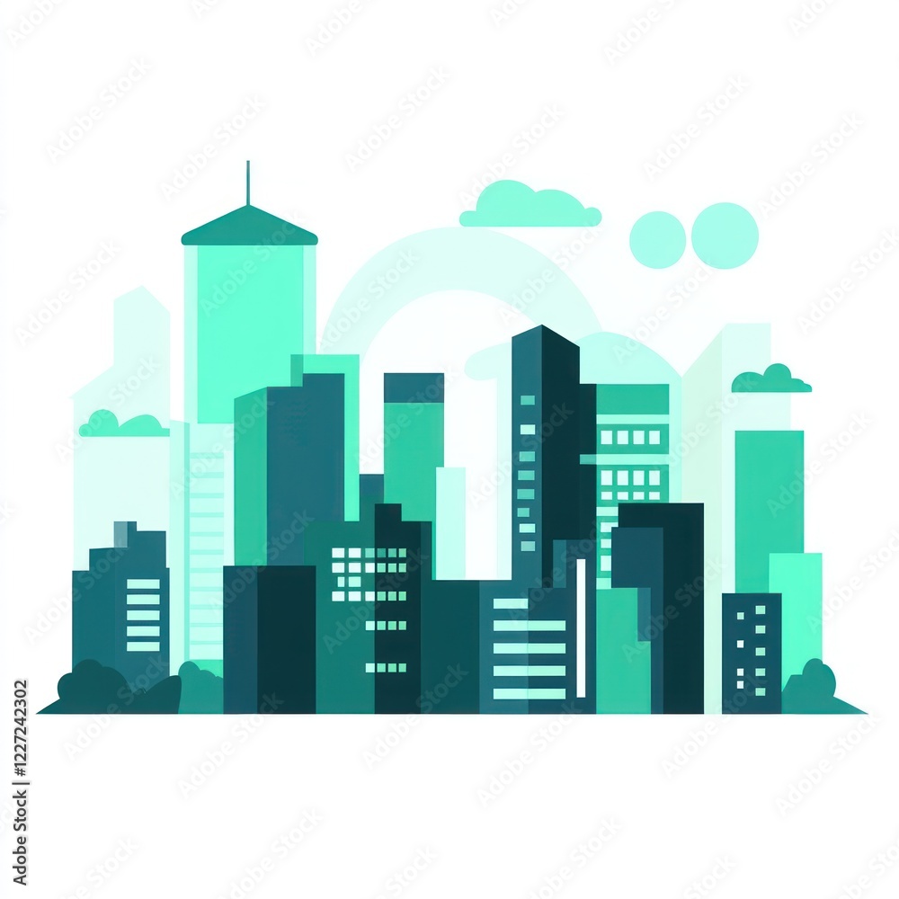 A stylized illustration of a modern city skyline A stylized illustration of a modern city skyline