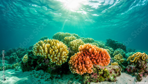 Wallpaper Mural Sustainable development climate change environmental policy. Vibrant coral reef ecosystem thriving under sunlight Torontodigital.ca