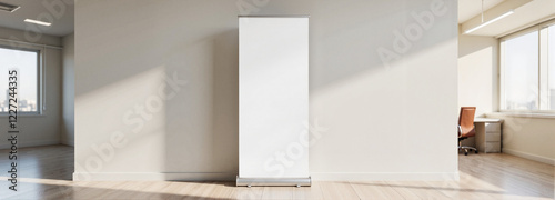 Pop-Up Banner Mockup in modern office with sunlight