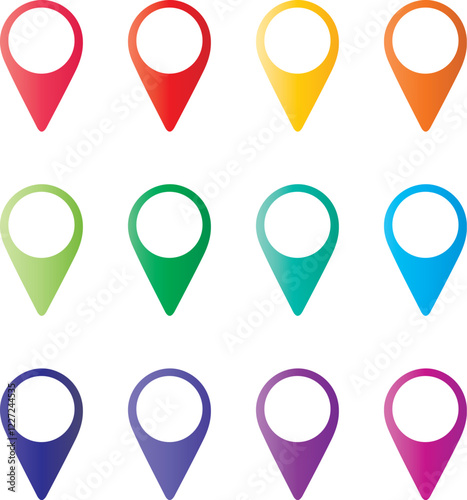 Free Download Location pins icons . map markers signs. flat style. map points symbols. map pointers symbol. map pin sign. - GFXLoad