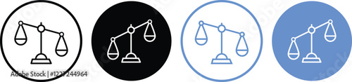 Minimalist vector illustration of scales of justice in black and white. scale Icons. black and white vector illustration set.
