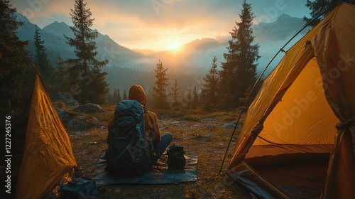 Golden Hour Camping in the Majestic Mountains