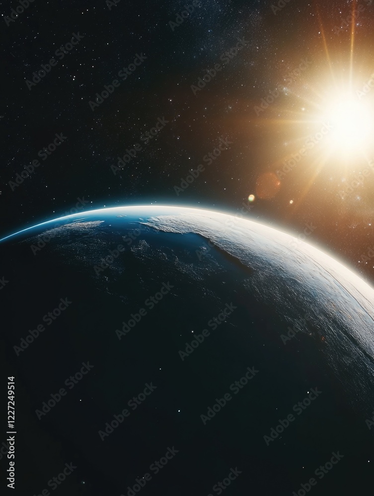 Fototapeta premium Earth from Space with Sun