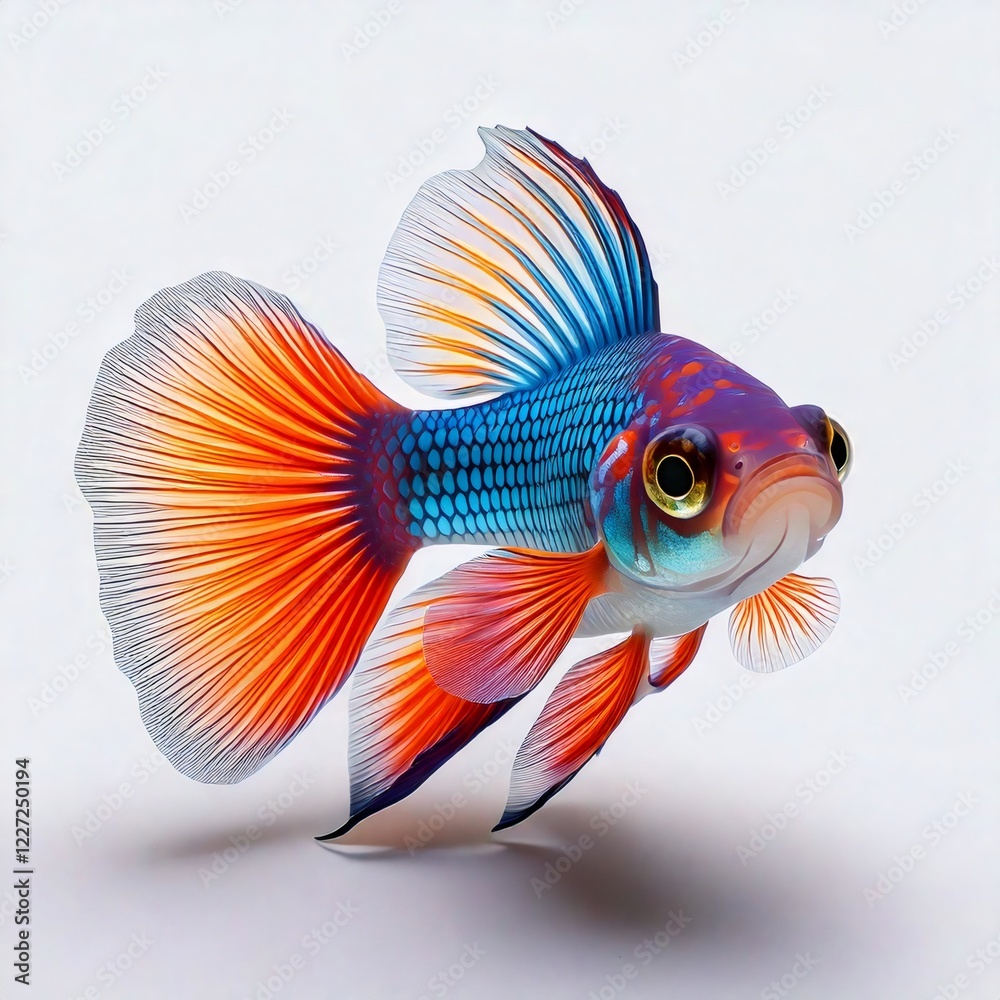 Fototapeta premium Colorful betta fish swimming with graceful fins extended