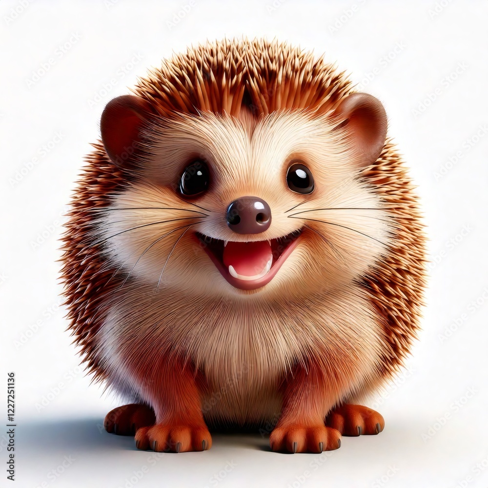 Obraz premium Smiling hedgehog posing on white background