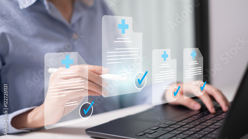 Professional healthcare worker doctor physician medical certificate report concept
