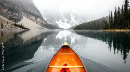 Canoeing adventure at moraine lake scenic relaxation in the rockies