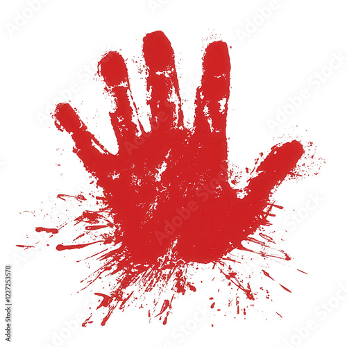 Bloody handprint art digital illustration transparent background creative design vivid colors
