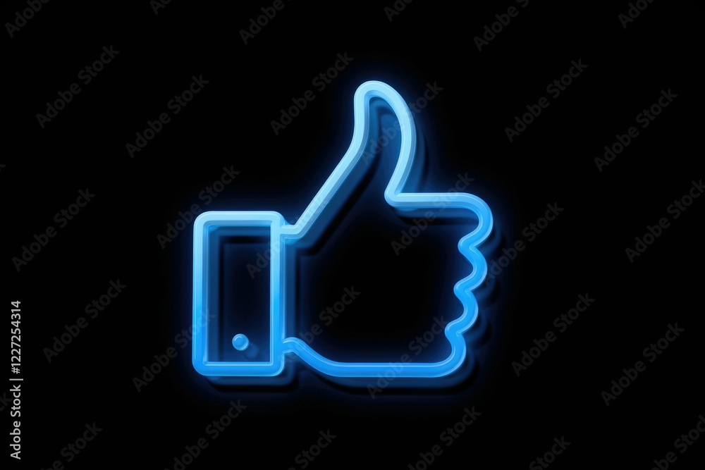 A glowing blue thumbs up symbol, representing approval, like, or positive feedback. A glowing blue thumbs up symbol, representing approval, like, or positive feedback.