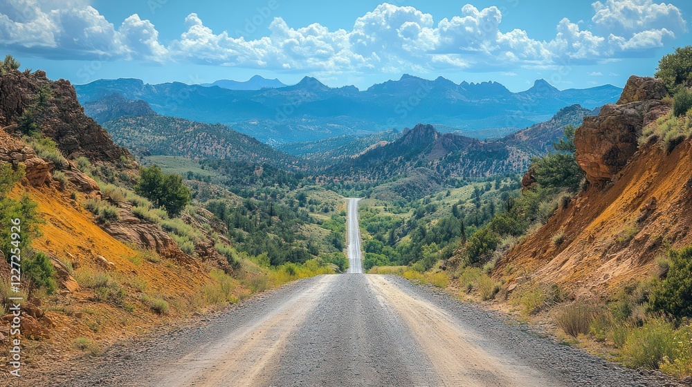 Naklejka premium Endless Summer Road Trip: Majestic Mountain Vista