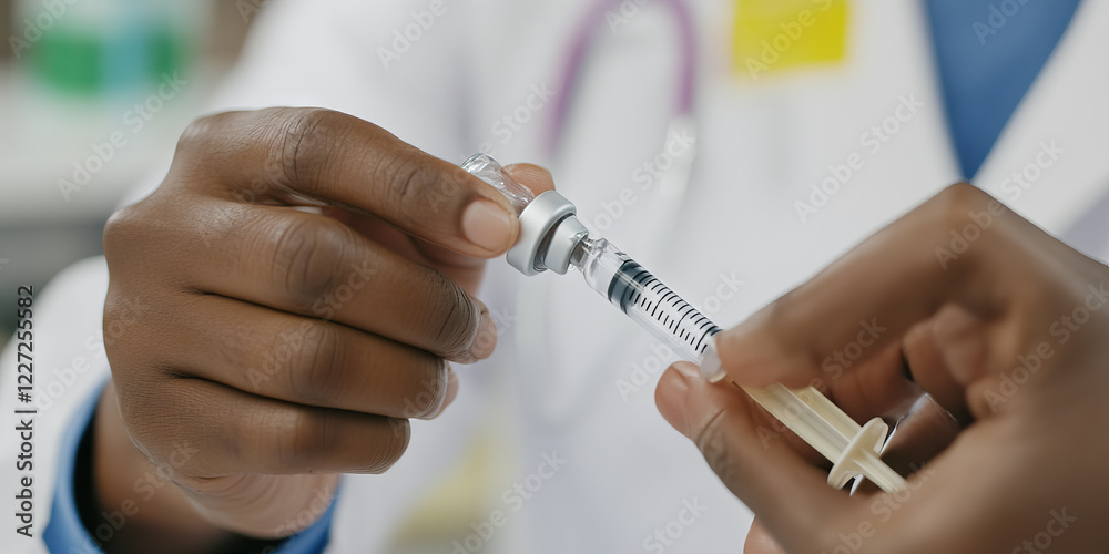 Healthcare Worker Drawing Medication into Syringe from Vial Healthcare Worker Drawing Medication into Syringe from Vial