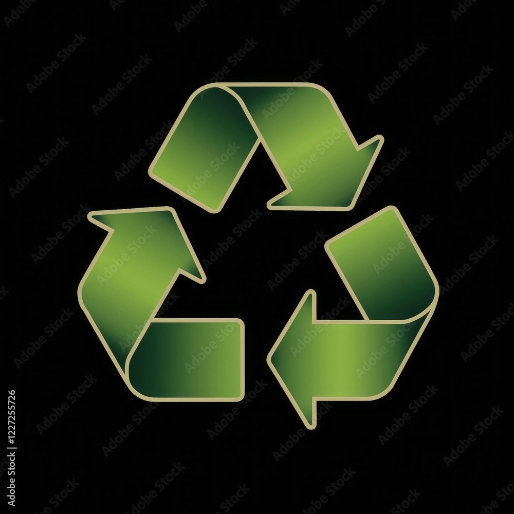 Fototapeta premium A 3D green recycling symbol on a transparent background, promoting environmental consciousness and waste reduction.