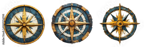 Vintage Compass Design Set Isolated on Transparent Background