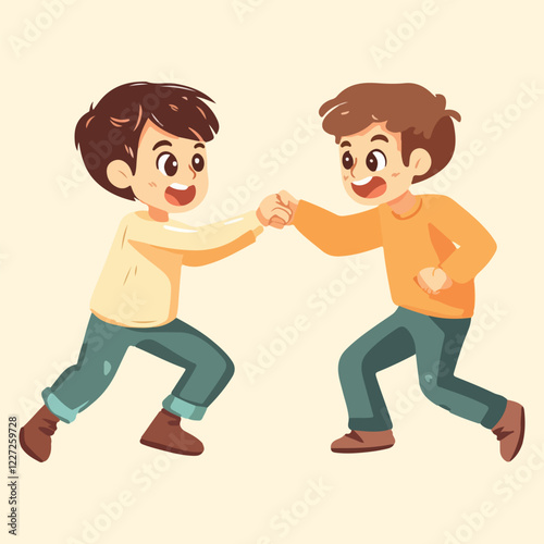 Two Boy Fighting Vectors Illustration