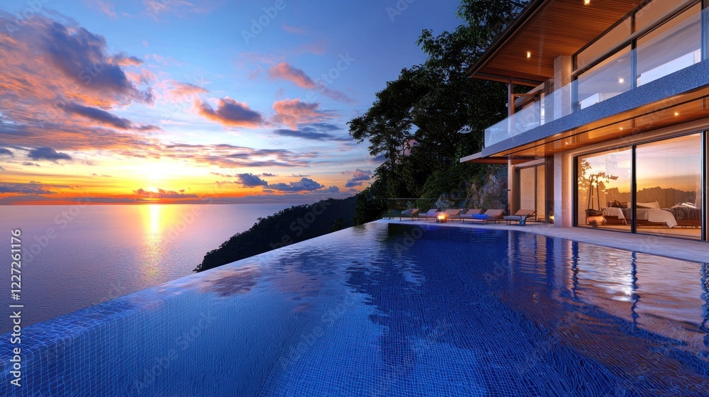 Fototapeta premium Luxury Cliffside Villa with Ocean View