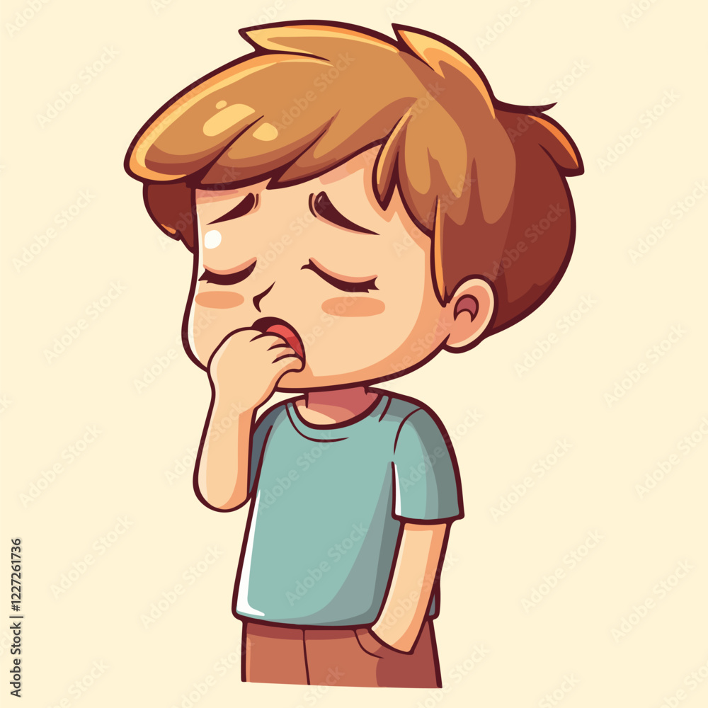 Cartoon little boy coughing vector illustration Cartoon little boy coughing vector illustration