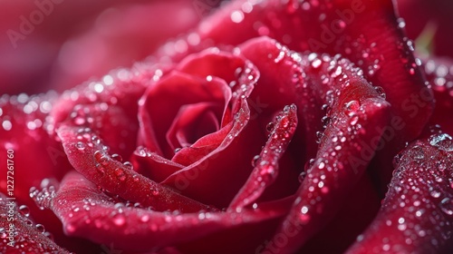 red rose with water drops photo