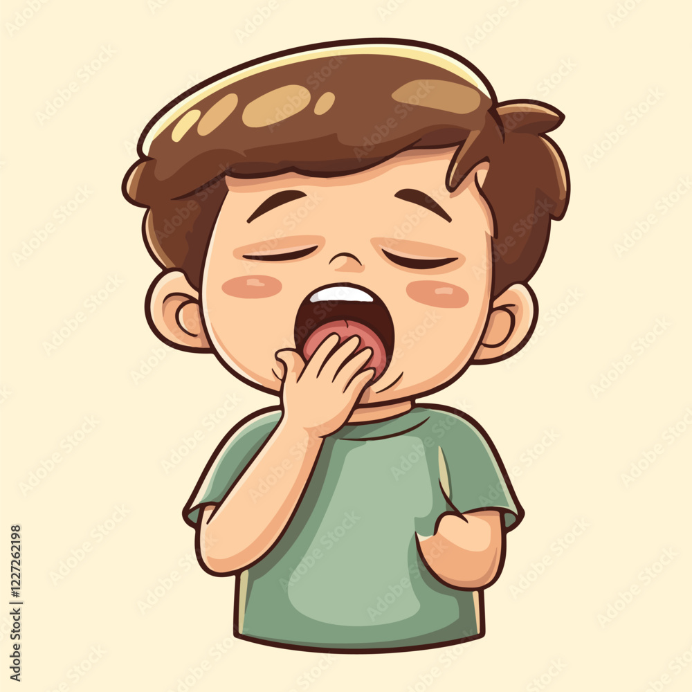 Cartoon little boy coughing vector illustration Cartoon little boy coughing vector illustration