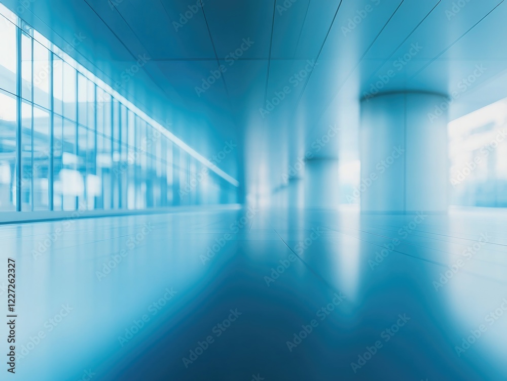 A large, empty room with blue walls and a blue floor. The room is empty and has a very clean, modern look A large, empty room with blue walls and a blue floor. The room is empty and has a very clean, modern look