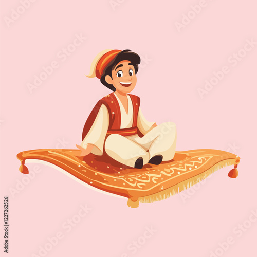 Magical Aladdin Traveling on a Flying Carpet Adventure