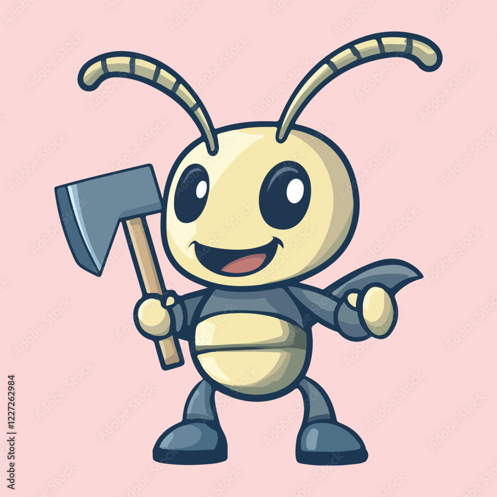 Obraz premium Ant with axe vector illustration 