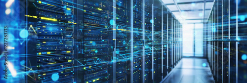 Data center with technology and storage equipment in use