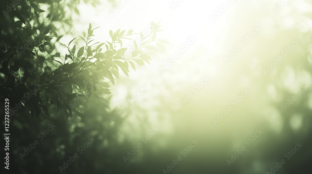 Fototapeta premium Tranquil forest bathed in soft sunlight, earthy tones blending harmoniously, evoking peace and natural serenity.