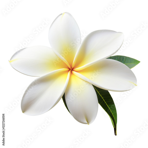Exquisite Plumeria Flower Blossom with Lush Green Leaves Tropical Floral Beauty
