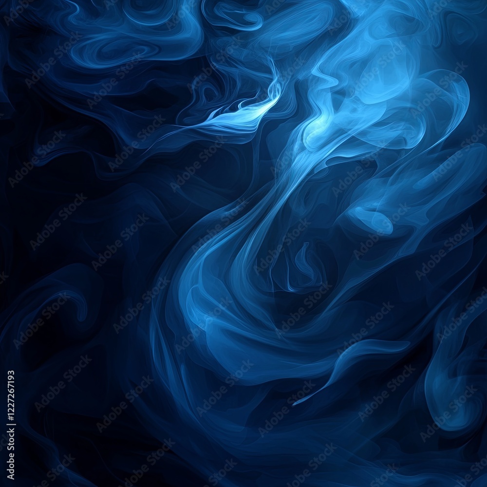 Obraz premium Abstract design background. Blue ink in water on a dark background.