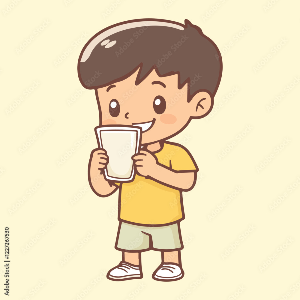 happy kid drinking milk Vectors illustration happy kid drinking milk Vectors illustration