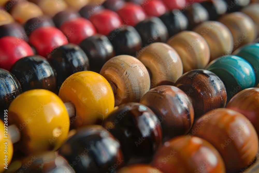 Colorful wooden abacus showing the concept of calculating and finance Colorful wooden abacus showing the concept of calculating and finance