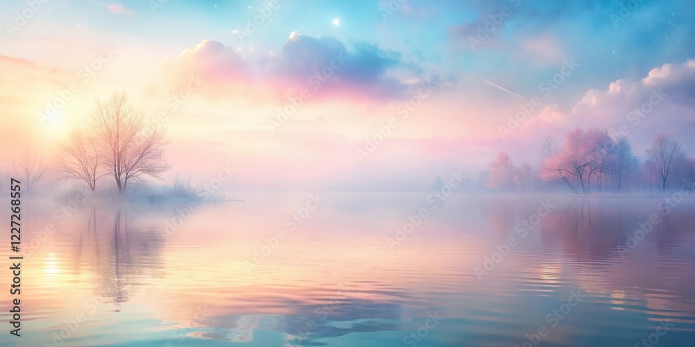 Obraz premium Softly fading pastel colors blend into a dreamy background, creating a sense of ethereal calmness and serenity, serene, hue
