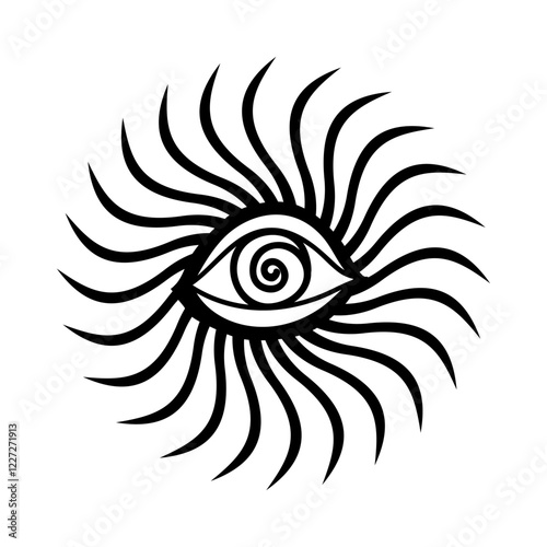 Eye optical illusion. Eye of Providence. Lineart Vector illustration. Magic celestial witchcraft symbol. Masonic symbol. Hand drawn logo or emblem