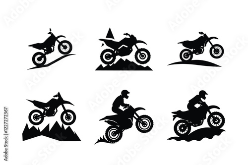 Extreme off-road bike silhouette on white background